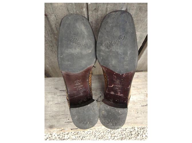 Botines Bruno Magli Cuero Efecto Cocodrilo Marrón Castaño - vista 5