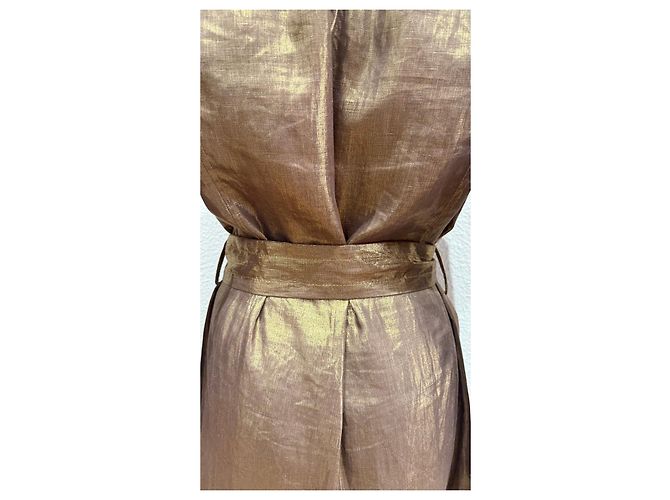 Christian Dior Boutique Paris Gabardina de lino Castaño Dorado - vista 5