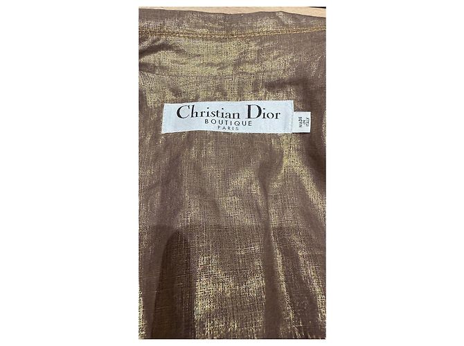 Christian Dior Boutique Paris Gabardina de lino Castaño Dorado - vista 7
