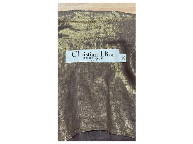 Christian Dior Boutique Paris Gabardina de lino Castaño Dorado - vista 8