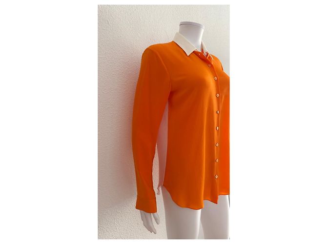 Christian Dior Camicia in Seta Colorblock Rosa Bianco Arancione - vista 3