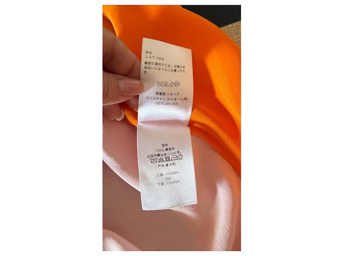 Christian Dior Camicia in Seta Colorblock Rosa Bianco Arancione - vista 7