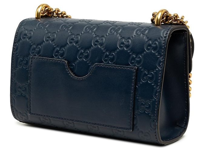 Padlock Borsa a tracolla con catena e lucchetto Gucci Guccissima Blu navy - vista 2