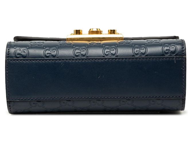 Padlock Borsa a tracolla con catena e lucchetto Gucci Guccissima Blu navy - vista 3