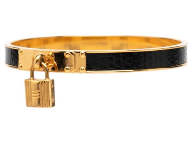 Bracciale Hermès Kelly in pelle nero e oro D'oro - vista 2
