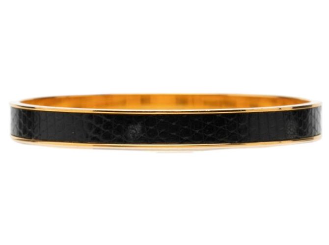 Bracciale Hermès Kelly in pelle nero e oro D'oro - vista 3
