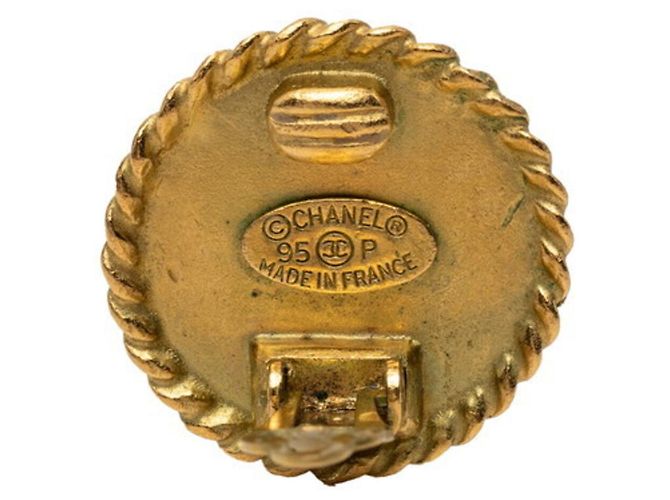 Chanel Coco Mark Vintage Ohrringe Schwarz Golden - Ansicht 3