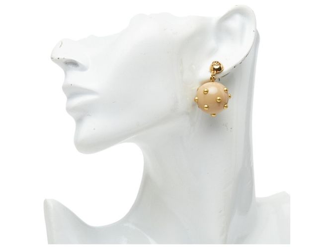 Pendientes Swing Stud Chanel Coco Mark Ball Beige Dorado - vista 6