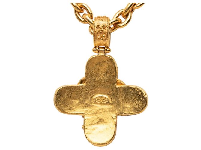 Collana lunga con pendente a catena vintage Chanel Coco Mark 94A D'oro - vista 2