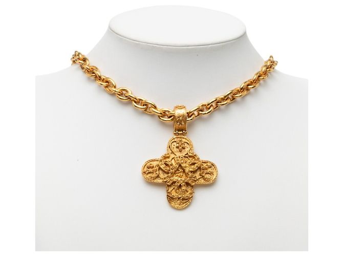 Collana lunga con pendente a catena vintage Chanel Coco Mark 94A D'oro - vista 5