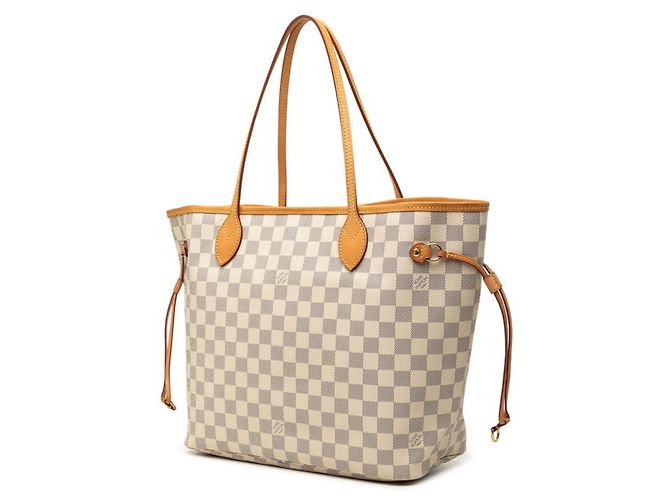 Borsa Tote Louis Vuitton Damier Azur Neverfull MM Bianco Crudo - vista 2