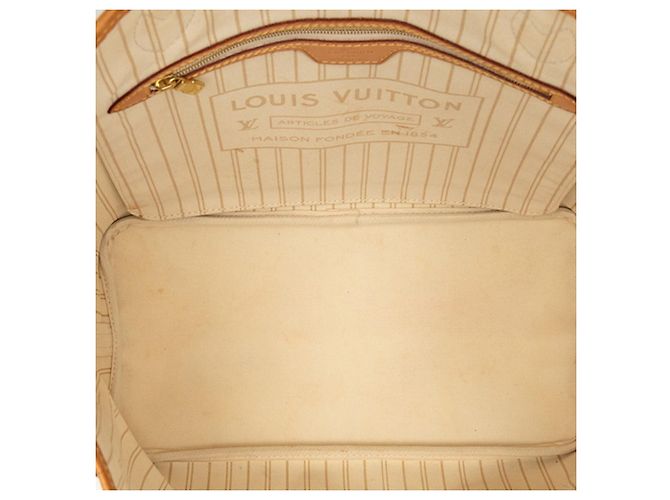 Borsa Tote Louis Vuitton Damier Azur Neverfull MM Bianco Crudo - vista 4