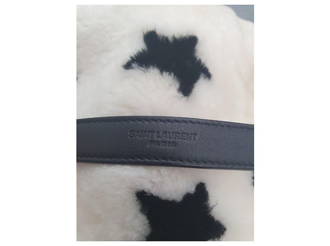 Saint Laurent YSL Borsa Hobo Shearling Nero Bianco - vista 2