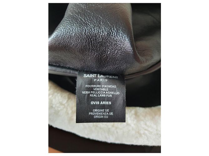 Saint Laurent YSL Borsa Hobo Shearling Nero Bianco - vista 3