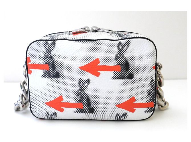 Double Bolso de asa de cadena con estampado de flecha de conejo Prada Resort 2106 Blanco - vista 4