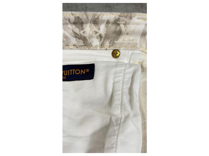 Louis Vuitton Denim-Shorts Monogram Floral Off-White Beige Roh - Ansicht 11
