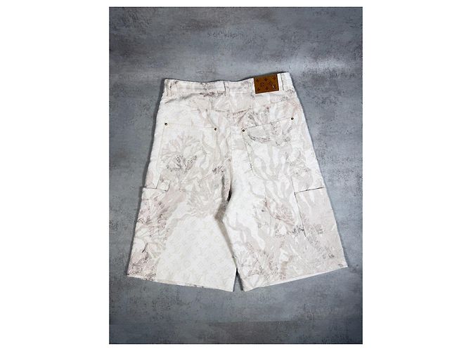 Louis Vuitton Denim-Shorts Monogram Floral Off-White Beige Roh - Ansicht 2