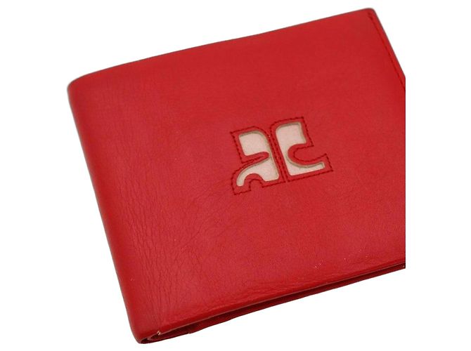 Courreges Courrèges Paris Cartera Bifold de Cuero Rojo Roja - vista 2