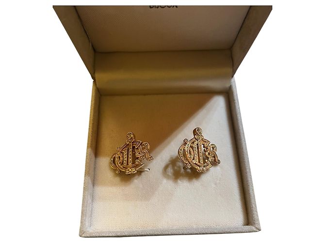 Christian Dior Golden clip-on earrings with pearls - view 2