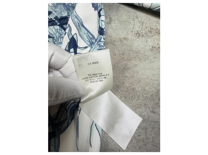 Louis Vuitton Camicia Overshirt Monogram Floral Blanc Bleu FW23 Bianco Blu - vista 11