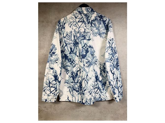 Louis Vuitton Camicia Overshirt Monogram Floral Blanc Bleu FW23 Bianco Blu - vista 2