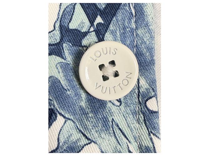 Louis Vuitton Camicia Overshirt Monogram Floral Blanc Bleu FW23 Bianco Blu - vista 4