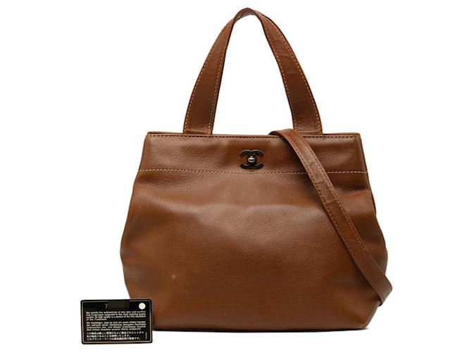 Borsa a tracolla Chanel Coco Mark Turnlock Marrone - vista 8