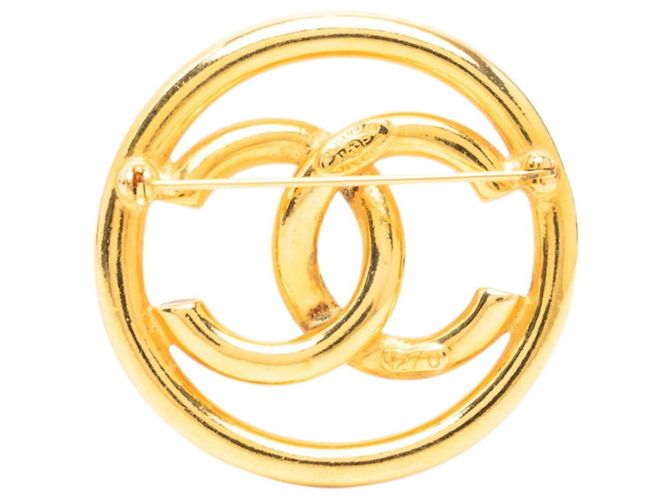 Spilla tonda vintage Chanel Coco Mark D'oro - vista 2