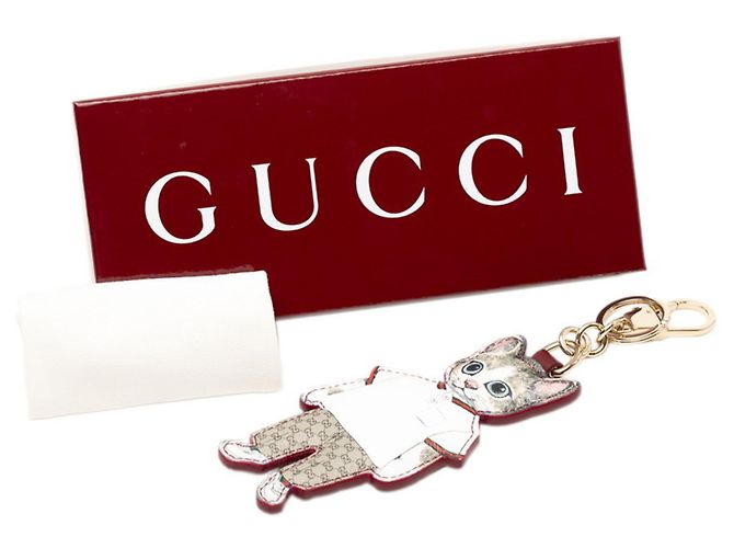 Portachiavi con charm Gucci x Yuko Higuchi BORIS Cat Bianco Beige - vista 4