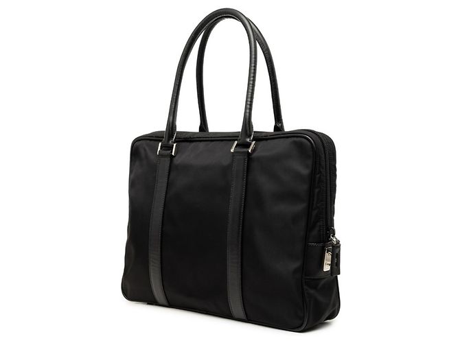 Sac Business avec Logo Plaque Triangle Prada Noir - vue 2