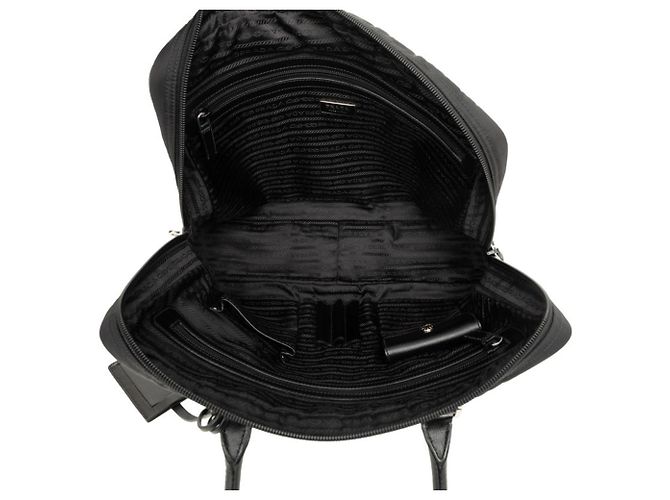 Sac Business avec Logo Plaque Triangle Prada Noir - vue 4