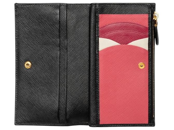 Saffiano Cartera Bi-fold Prada 1ML009 Negro Rosa - vista 4