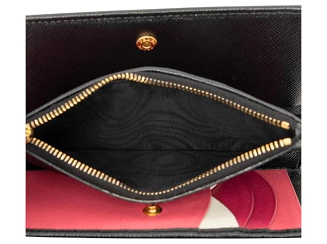Saffiano Cartera Bi-fold Prada 1ML009 Negro Rosa - vista 5