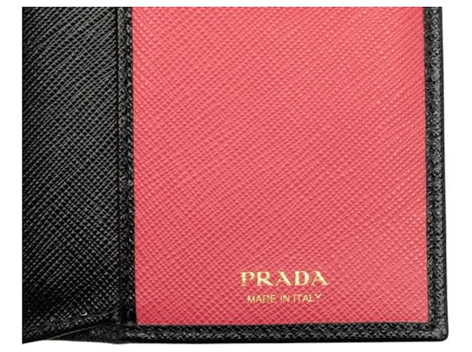 Saffiano Cartera Bi-fold Prada 1ML009 Negro Rosa - vista 6