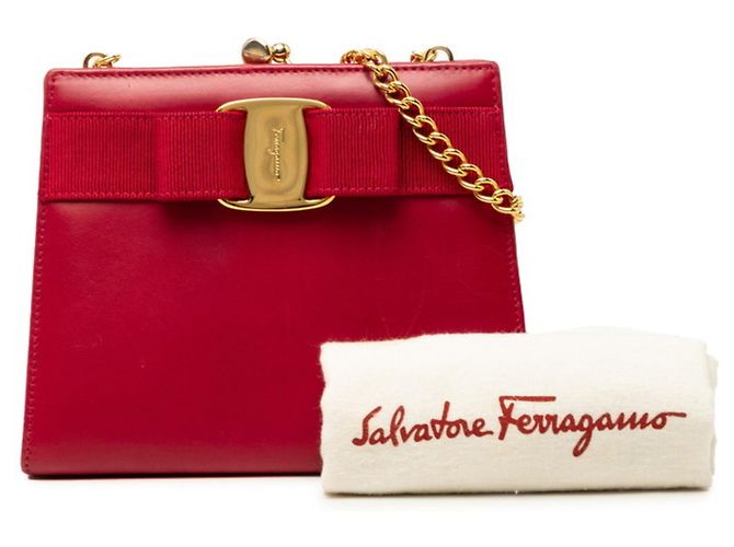 Borsa a Spalla Vara Chain Salvatore Ferragamo Rosso - vista 6
