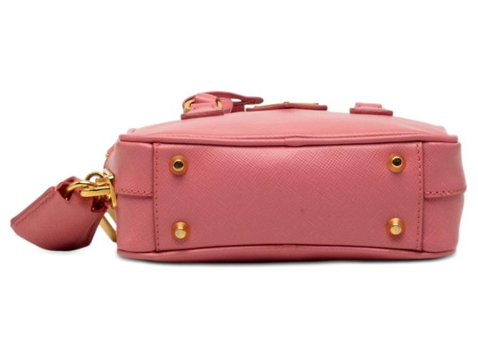 Saffiano Prada Triangle Logo Plate Mini Handtasche Pink - Ansicht 3