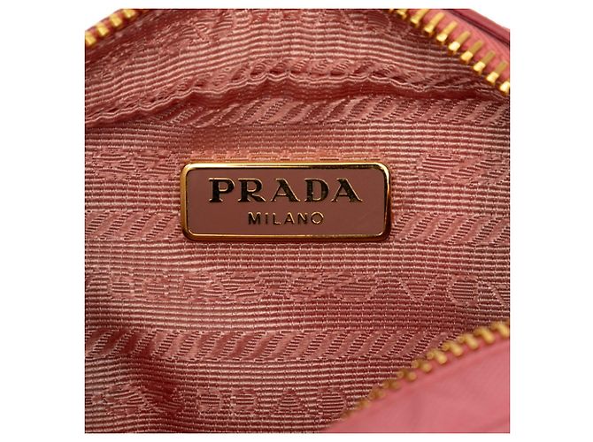 Saffiano Prada Triangle Logo Plate Mini Handtasche Pink - Ansicht 5