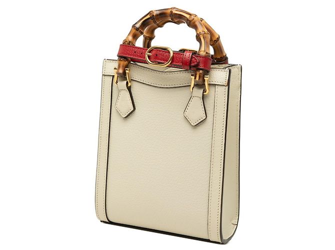 Mini borsa tote Gucci Bamboo Diana Bianco Crudo - vista 2