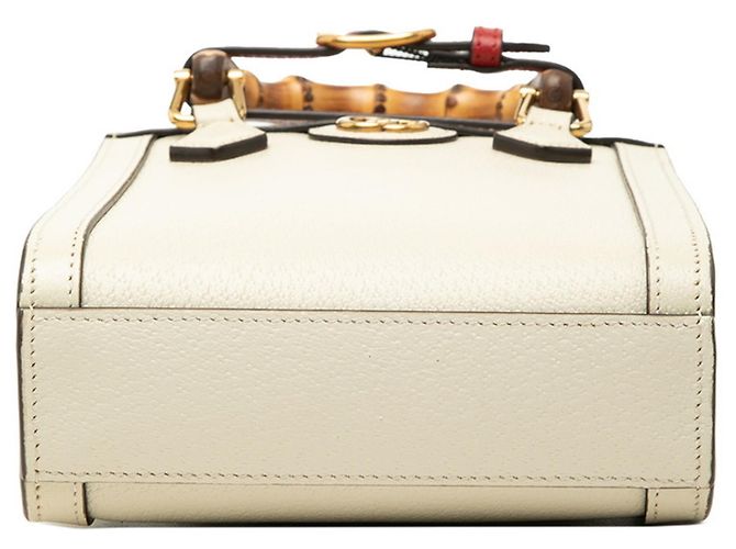 Mini borsa tote Gucci Bamboo Diana Bianco Crudo - vista 3