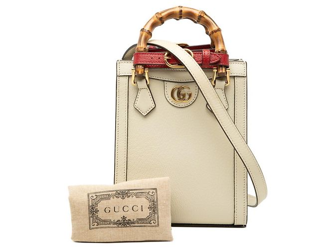 Mini borsa tote Gucci Bamboo Diana Bianco Crudo - vista 7