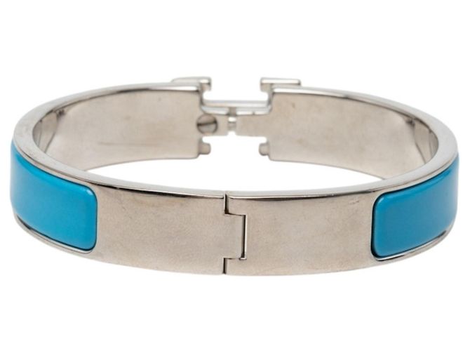 Hermès Pulsera de esmalte Hermes Click H PM Plata Azul - vista 3