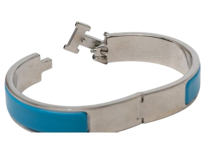 Hermès Pulsera de esmalte Hermes Click H PM Plata Azul - vista 4