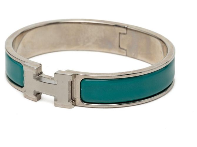 Hermès Emaille-Armband Hermes Click H PM Silber Grün - Ansicht 3