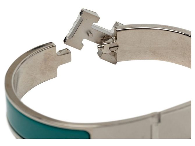 Hermès Emaille-Armband Hermes Click H PM Silber Grün - Ansicht 4