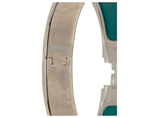 Hermès Emaille-Armband Hermes Click H PM Silber Grün - Ansicht 5