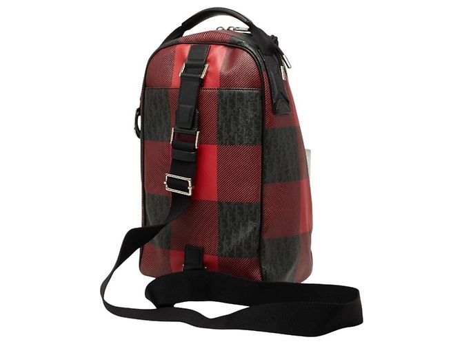 Christian Dior Borsa a tracolla a quadri Dior Homme Nero Rosso - vista 2