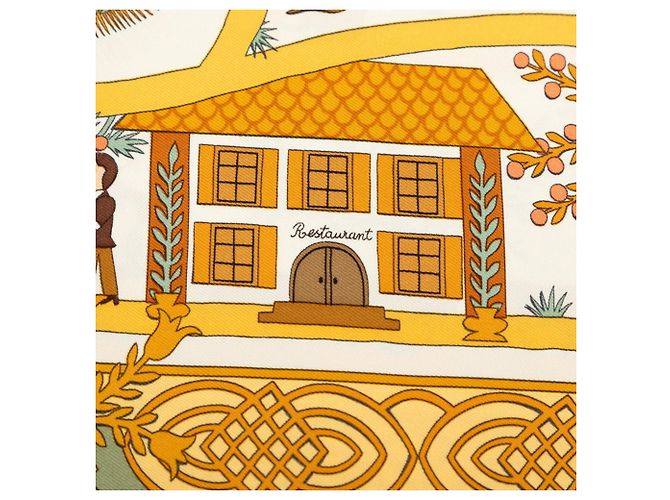 Hermès Hermes Carre 90 Decoupages Paper Cutout Scarf Multicolore Verde Cachi - vista 3