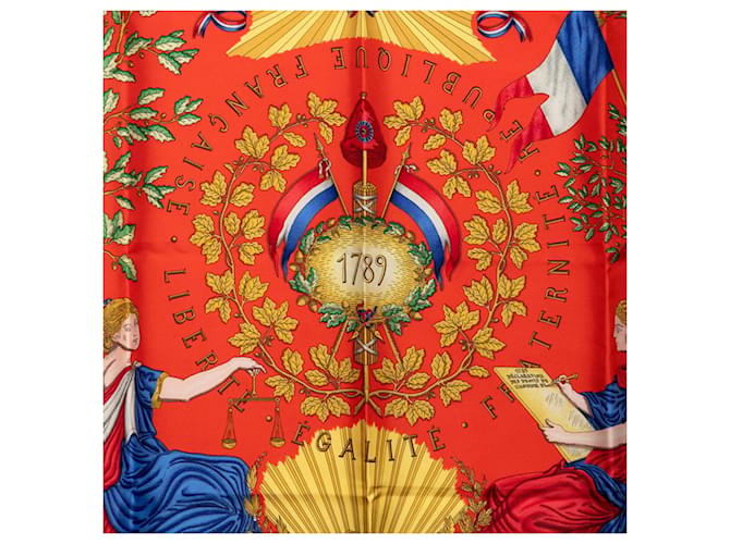 Sciarpa Hermès Carre 90 - Liberté, Égalité, Fraternité Nero Rosso - vista 2