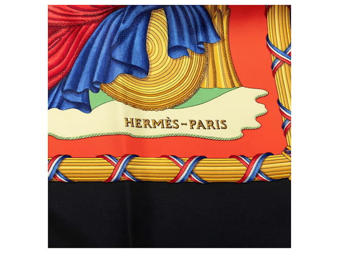 Sciarpa Hermès Carre 90 - Liberté, Égalité, Fraternité Nero Rosso - vista 3