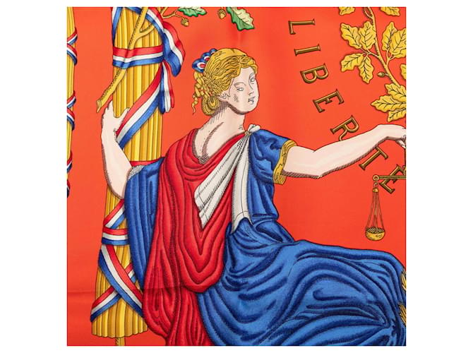 Sciarpa Hermès Carre 90 - Liberté, Égalité, Fraternité Nero Rosso - vista 6